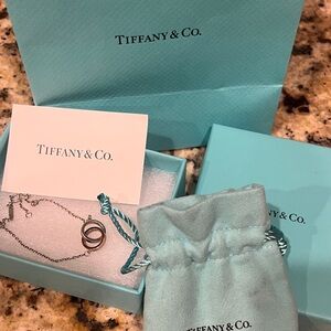 Tiffany & Co interlocking circles chain bracelet sterling silver and rose gold